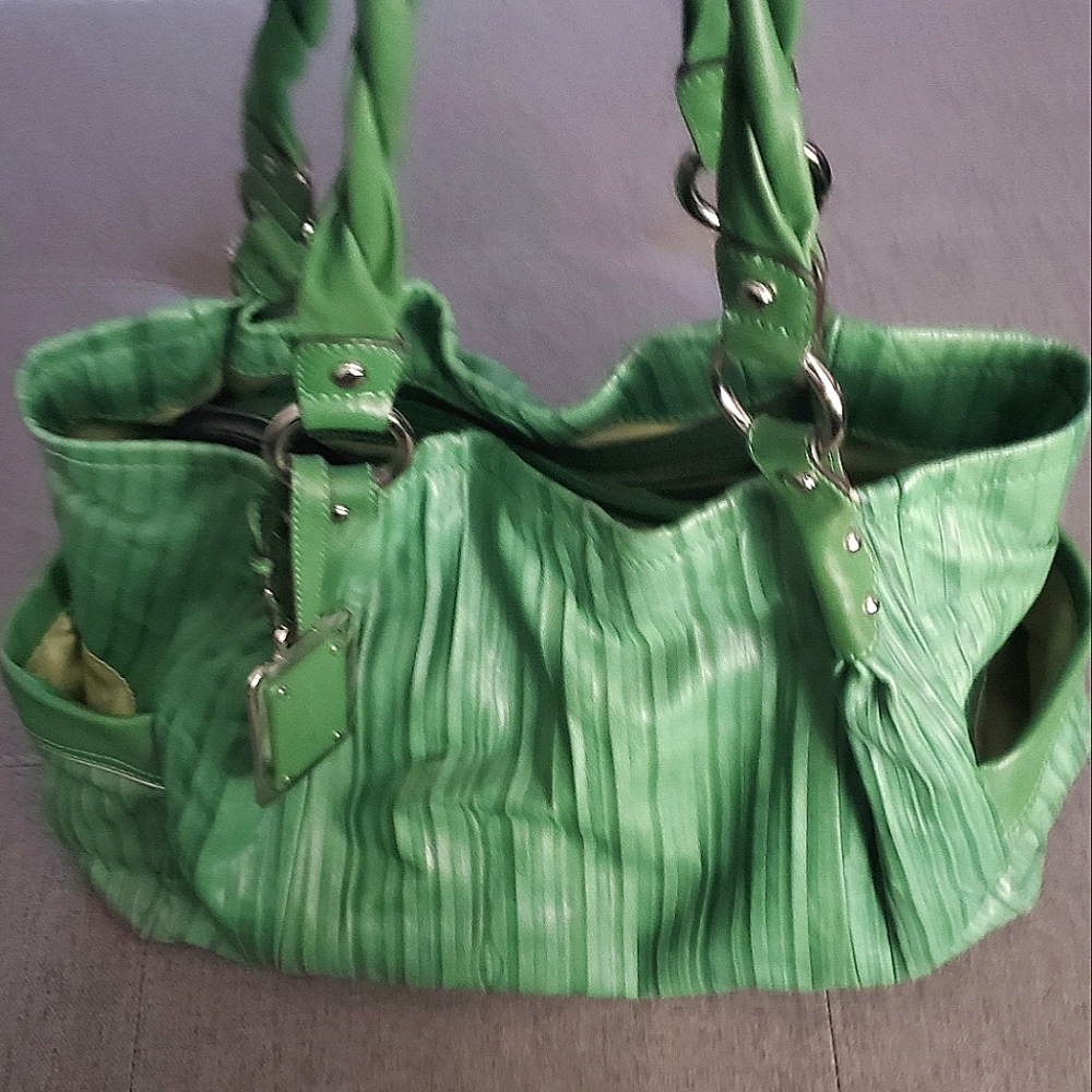 B. Makowsky Green Leather Purse - Picture 2 of 5